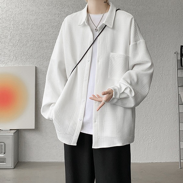 メンズ・ トップス・シャツ・ 長袖・アウター・気質・カジュアルシャツ・M～5XL 4色
