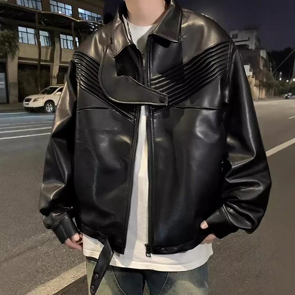 メンズ・コート・PU・アウター・気質・ジャケット・トップス・M～3XL｜ドレミファソラ・ねこ