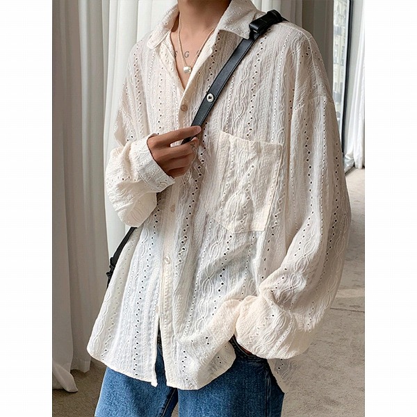 メンズ用トップス・ゆとり・長袖シャツ・アウター・気質・原宿風・M～3XL 2色