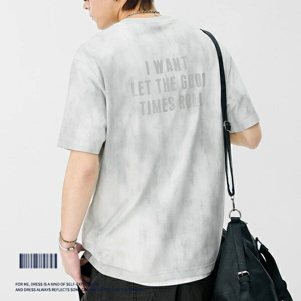 夏新作 Tシャツ メンズ レトロ ウォッシュド 半袖 ゆったり トップス｜ドレミファソラ・ねこ