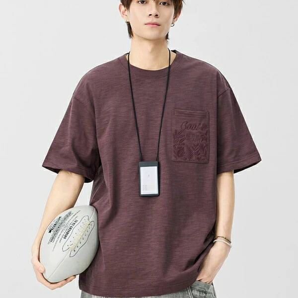 春夏新作 メンズ トップス Tシャツ シボ感 半袖 刺繍 レトロ 通勤 カジュアル 韓国風 新着 アイスシルク素材 薄手 速乾 涼感 クールタッチ 透湿 ムレにくい 運動 日常着 ゆったり 着回し パープル グリーン ホワイト コットン|ドレミファソラ・ねこ