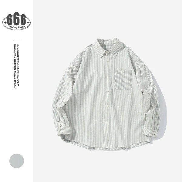 春夏新作 メンズ トップス Yシャツ 長袖 間借り人 絵図面 心地よい レトロ 韓国風 トップス-Tシャツ・カットソー-メンズファッション