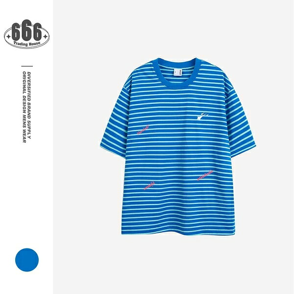 夏新作 Tシャツ ユニセックス 刺繍 プリント ストライプ 半袖 合わせやすい トップス ゆったり カジュアル おしゃれ トレンド メンズ レディース 快適 人気 おすすめ デザイン 一枚で決まる 個性派 ストリート クール 洗練 着回し｜ドレミファソラ・ねこ