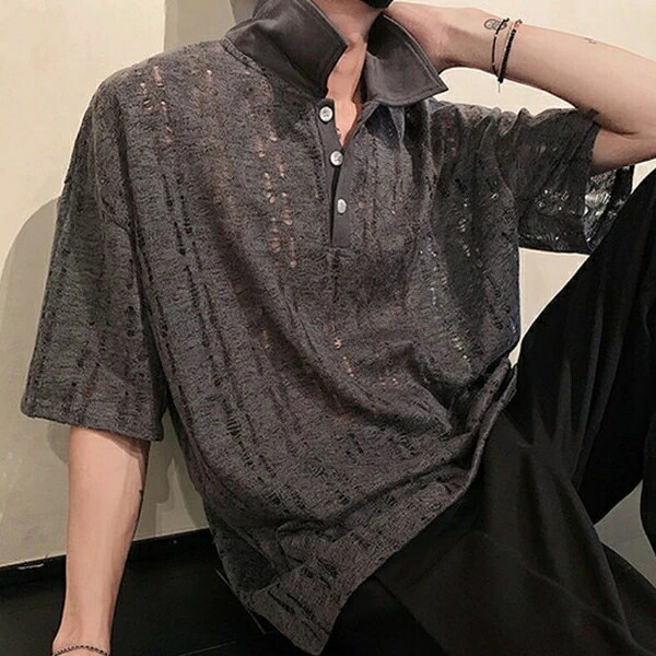 春夏新作 スポーツシャツ メンズ 韓国風 レトロ 半袖 御前上等感 トップス