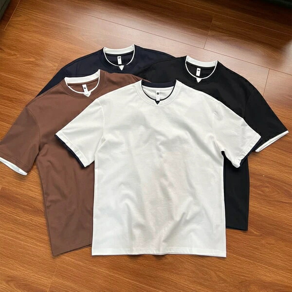 春夏新作 Tシャツ ユニセックス レイヤード クルーネック 通勤 ゆったり 半袖 トップス|ドレミファソラ・ねこ