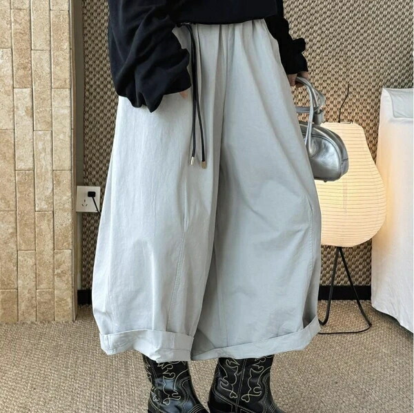 レディース ボトムス ワイドパンツ スラックス 九分丈 日系 ハイウエスト 3色 春新作 スタイルアップ 履き心地抜群 美脚効果 着痩せ効果 楽ちん きれいめ カジュアル 通勤 通学 デート 旅行 普段着 オフィス ol ファッション トレンド｜ドレミファソラ・ねこ