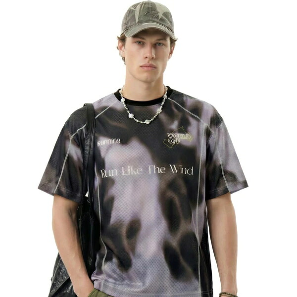 春新作 ペアルック Tシャツ 半袖 メンズ ファッション トップス メッシュ 通気 欧米風 オーバーサイズ ボートネック ユニセックス 韓国ファッション ストリート アウトドア スポーツ レディース 男女共通 マストバイ クロ M L XL|ドレミファソラ・ねこ