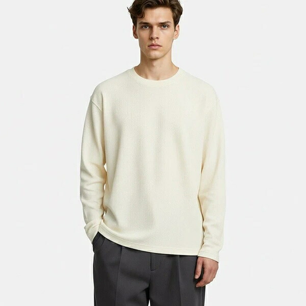 新作 メンズ 長袖 ティーシャツ 日系 ゆったり トップス 無地 下着類