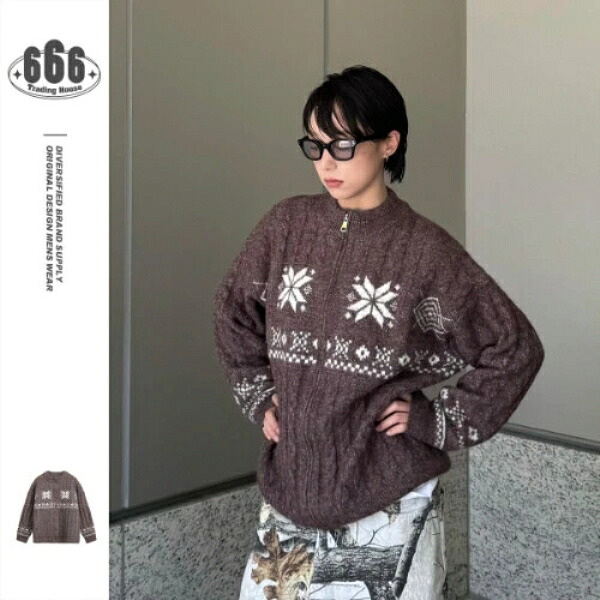 秋冬新作 メンズ プルオーバー 絵図面 ヴィンテージ 編み物 男女生きる ルーズフィット 長袖