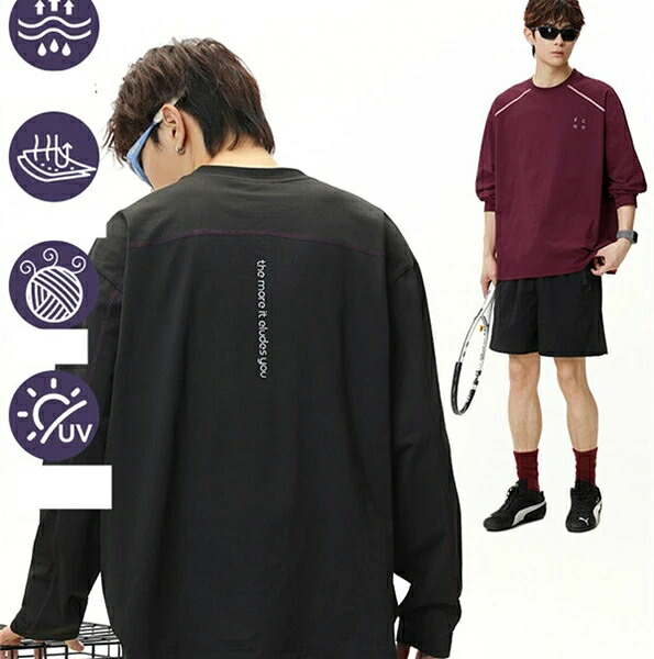 Tシャツ メンズ トップス 秋新作 日焼け止め 通気 長袖 ファッション ラウンドネック