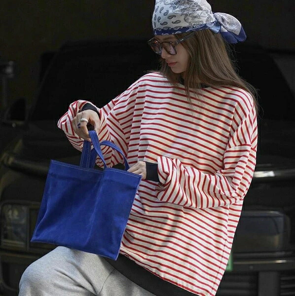 レディース トップス カットソー ボーダー Tシャツ 2色 長袖 韓国風 夏秋新作|ドレミファソラ・ねこ