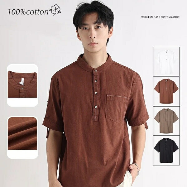 Tシャツ トップス カジュアル メンズ 男 春夏新作 レトロ 韓国風 ポロシャツ 半袖｜ドレミファソラ・ねこ