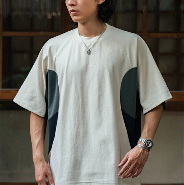 スプライス 半袖 男 春夏新作トップス 韓国風 メンズ Tシャツ 接触冷感 速乾|ドレミファソラ・ねこ