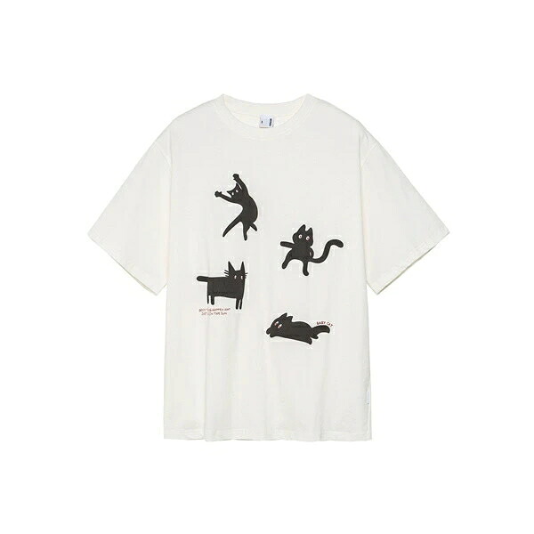Tシャツ プリント レトロ トップス 男 メンズ 日系 春夏新作 半袖 カジュアル|ドレミファソラ・ねこ