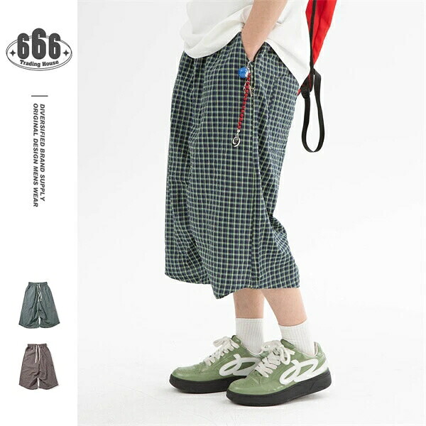 チェック ボトムス パンツ ショートパンツ メンズ 韓国風 ズボン 春夏新作|ドレミファソラ・ねこ