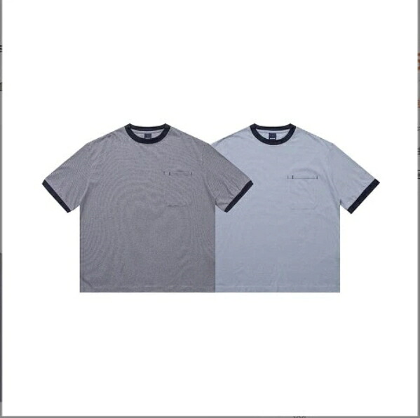 春夏新作 ストライプ メンズ ラウンドネック カジュアル 半袖 トップス Tシャツ|ドレミファソラ・ねこ