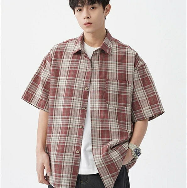 春夏新作 心地好い 韓国風 半袖 メンズ トップス Yシャツ 照合のしるし