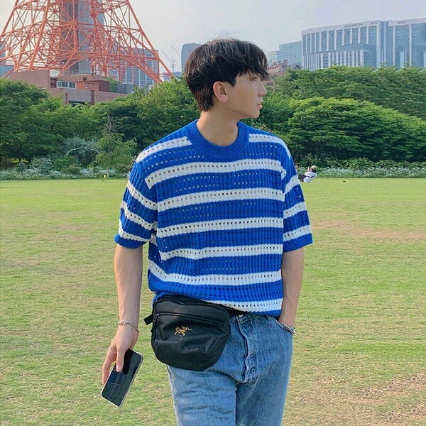 快適な着心地 トッブス 春夏新作 半袖 カジュアル メンズ Tシャツ ニットラウンドネック