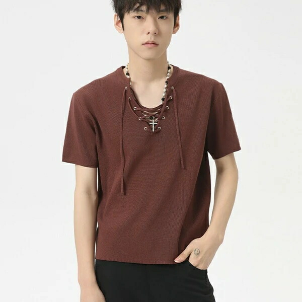 メンズ Tシャツトッブス 春夏新作 半袖 快適な着心地 無地 ニット|ドレミファソラ・ねこ