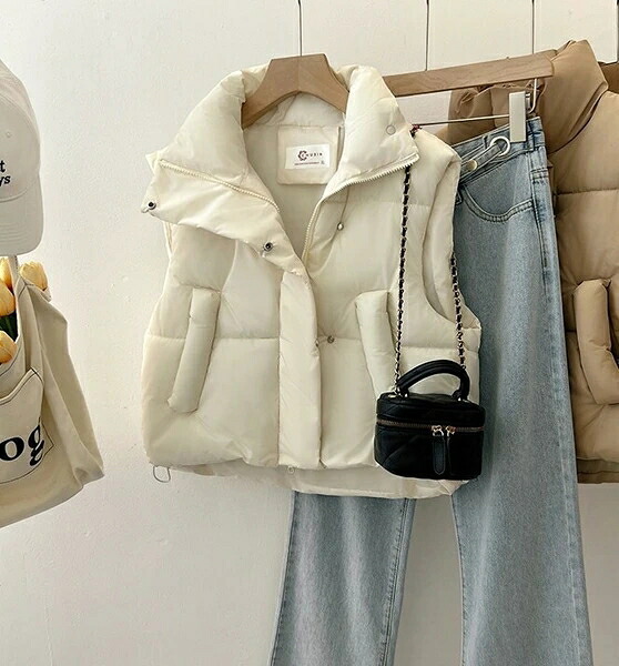 ベスト 保温 無地 綿服 秋冬快適 レディース ファッション BQ6869｜ドレミファソラ・ねこ