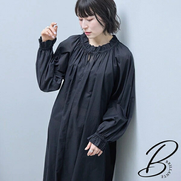 綿100％ 袖バルーンVライン綿ワンピース 新作ss春夏 BRILLANTE東京 (205983)｜ドレミファソラ・ねこ