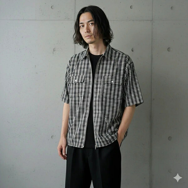 サマーチェックジップシャツ（4月納品）【春夏新作商いもの】