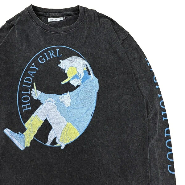「HOLIDAY GIRL」スノー加工プリントロンTee(11月納品)【冬春新作商品】|ドレミファソラ・ねこ