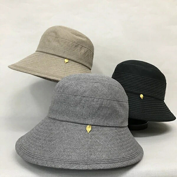 【UV対策】【春夏帽子】春夏婦人帽子　広円ダウン　ステッチ入り｜ドレミファソラ・ねこ