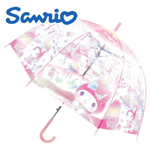 JP【サンリオ　マイメロディ　ファンタジー　ドーム型　キッズ　ビニール　傘　55cm】小学生　子供　学童　児童　雨具　雨傘　学童　キッズ傘　女の子　グッズ　キャラクター　グラスファイバー　透明傘　ドーム傘　Sanrio　マイメロ　カサ　かさ　ジャンプ　雑貨　アパレル画像