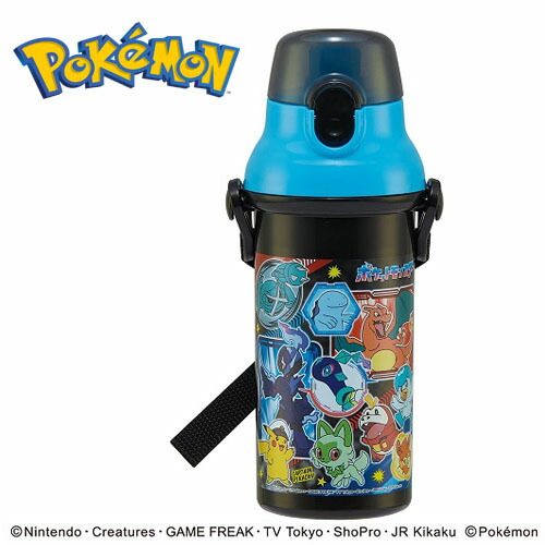 SK【ポケットモンスター　直飲み　水筒　480ml　024】直飲み水筒　子供用水筒　飲み物　ボトル　ダイレクトボトル　ダイレクト水筒　ワンタッチ　広口タイプ　POCKET MONSTERS　ドリンク　お弁当　弁当　グッズ　ランチ　ランチグッズ　ポケモン　ピカチュウ　スカーレット画像
