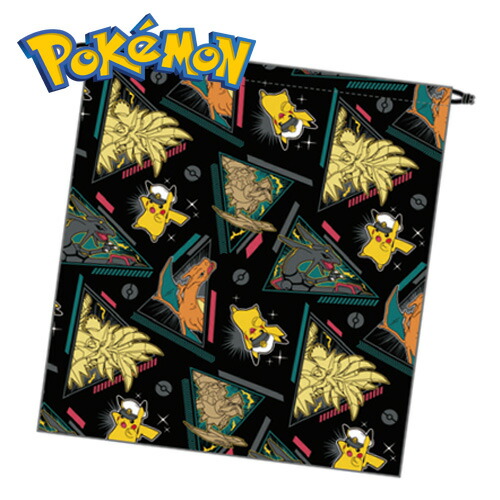 MS【POCKET MONSTERS　レックウザ　衣類　シューズ　巾着　L　日本製】リザードン　巾着袋　キャプテン　ピカチュウ　ポケモン　ポケットモンスター 体操着　タオル　上履き　入れ　キャラクター　グッズ　小物　体操服　着替え　エプロン　給食　スカーレット　フレンダ画像