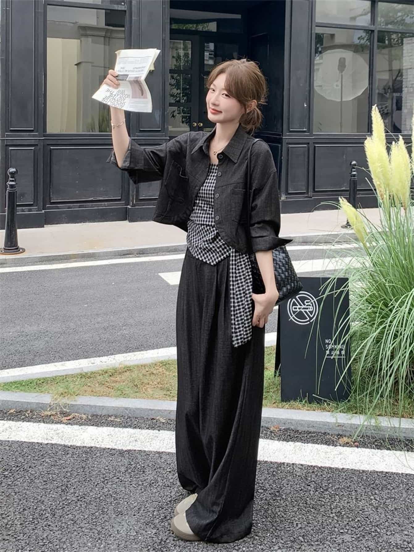 きれいめ オフィスセットアップ レディース 秋 上下セット 長袖 トップス ワイドパンツ 2点セット 通勤 エレガント 上品 無地 着痩せ 30代 40代 50代 韓国 ファッション 卒業式 入学式