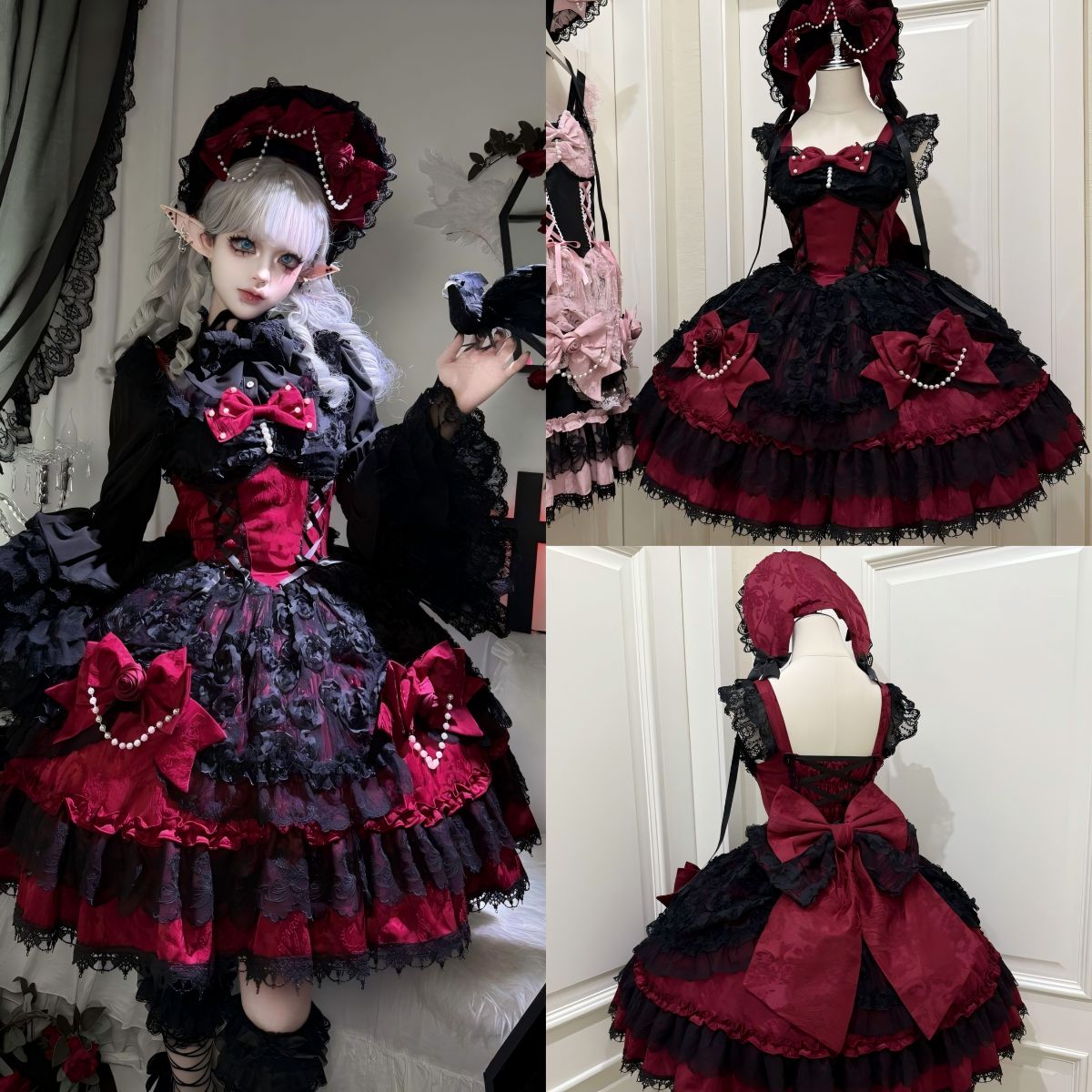 ドレス　コスプレ lolita オリジナル 洋服 ロリータ ワンピース ダーク系