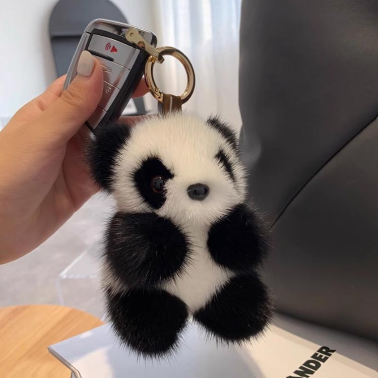 楽天市場】ムートン バッグチャーム キーホルダー パンダ型 panda