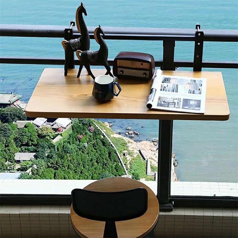 バルコニー折りたたみテーブル、屋外吊り下げ手すりテーブル、デッキパティオガーデンテーブル、コンピューターダイニングルーム