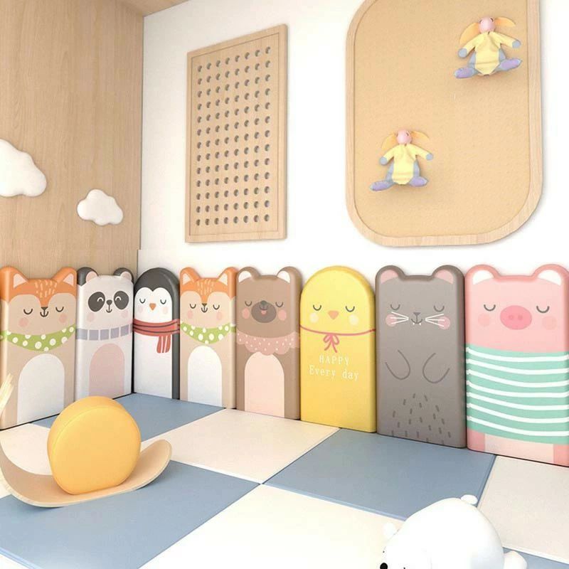 ウォールクッション 赤ちゃん 壁 クッション 壁クッション 壁 保護 クッション 壁紙 壁取り付けクッション 防音マット 壁マット 幼稚園 保育園 ット部屋飾り 子供部屋DIY お子様の安全を守る 壁飾り 動物 3D 立体||25*50*3.2cm