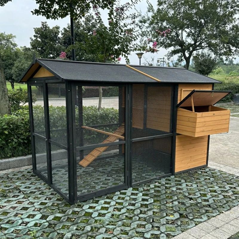 大型鶏小屋、木製鶏舎、換気ドア付き屋外ウサギ小屋、取り外し可能なトレイとスロープ付き鶏小屋