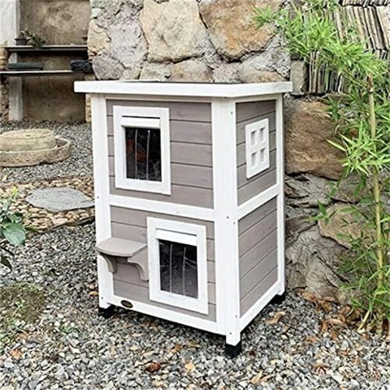 猫 ハウス、2階建てのペットヴィラ、ペットハウス/ペットケージ キャットハウス 屋外 2階建て 猫小屋 屋内 猫部屋 ペット砂 屋外 28,633円