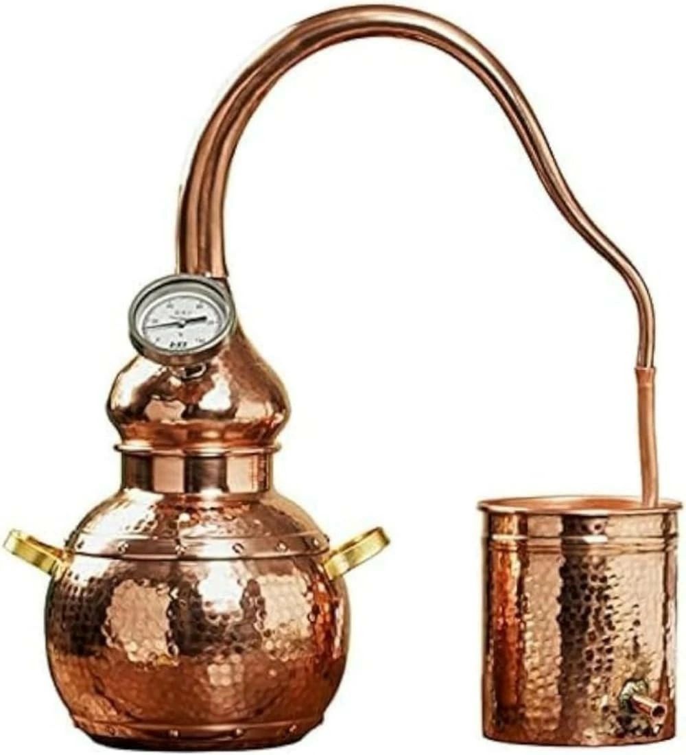 蒸留器 3Lアランビックそれでも、家庭用醸造ワイン製造キット、温度計、冷却パイプ、ウイスキー、密造酒、エッセンシャルオイル