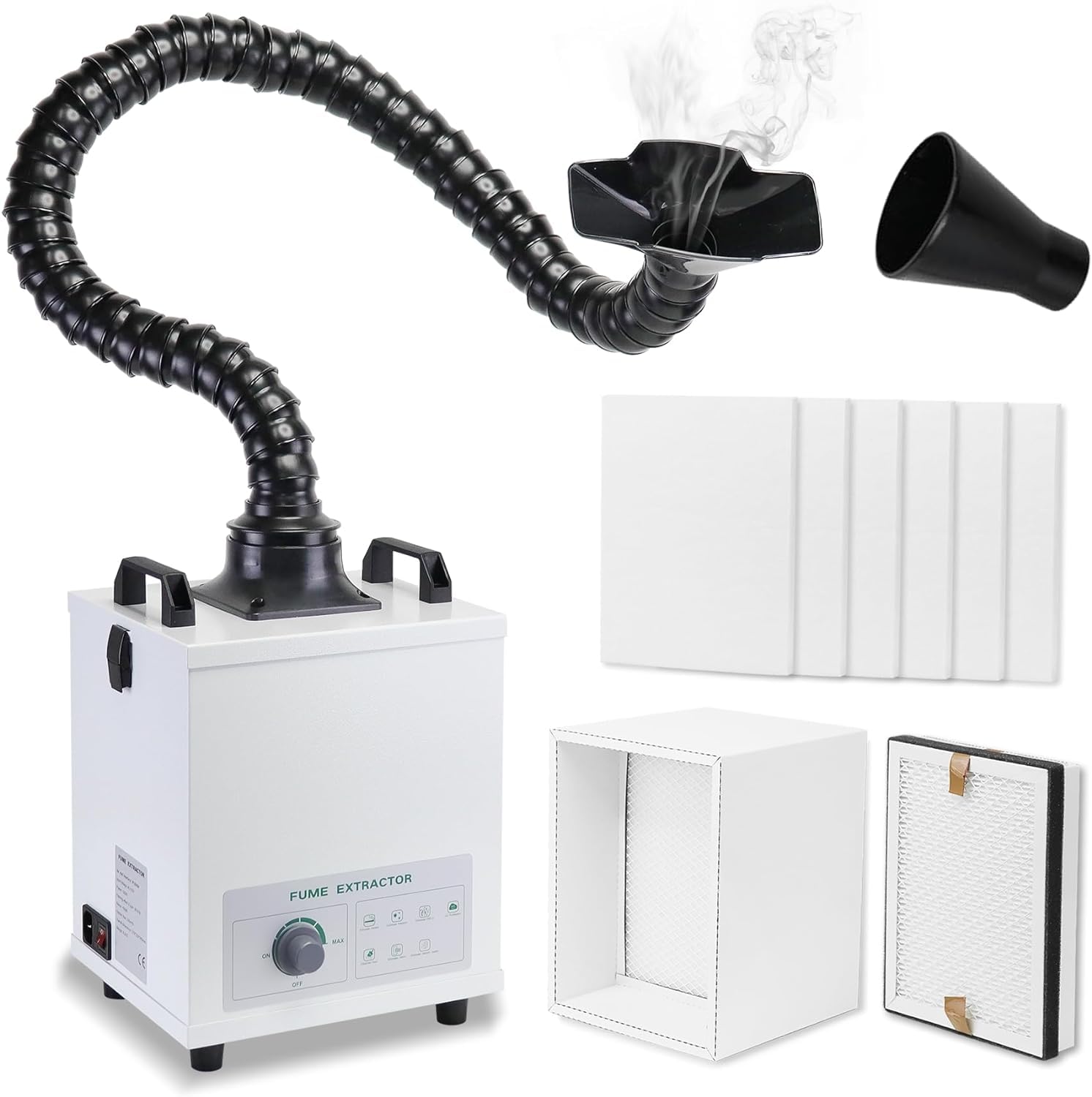 吸煙器 卓上はんだ吸煙器 ヒューム抽出器 120W静電気防止排煙器 強化フィルターエレメントを備えた3段階ろ過システム、煙抽出器