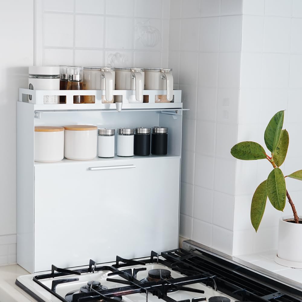 楽天市場】隠せる調味料ラック 前が開く フラップ式 キッチンラック