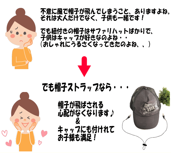 楽天市場 帽子が飛ばないストラップ ジュニア 小学生 どの帽子にも取付けできるクリップ式あご紐 便利なハットクリップ レアリティショップ 楽天市場店