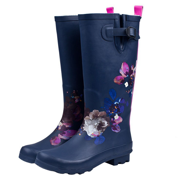 ロングレインブーツ レディース おしゃれ お洒落 カジュアルシューズ サイド留め具付き シューズ ラシニコ レインシューズ 完全防水 梅雨 花柄 長靴 雨靴 靴 メール便なら送料無料 お洒落