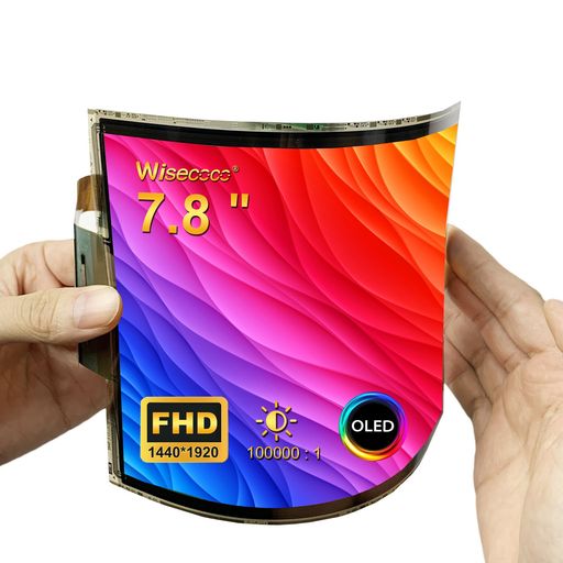 wisecoco7.8インチAMOLEDフレキシブルディスプレイ有機ELFHD1440x1920折り曲げ可能なスクリーン駆動基板付きセットフレキシブルスクリーン(DIY、プロトタイプデモ及び創造的なプロジェクトに適用)