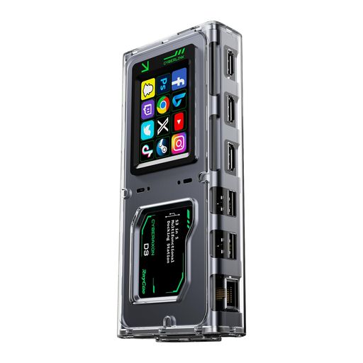 RayCue CyberAxon D3 ドッキングステーション 13in1 タッチスクリーン搭載|8K対応HDMIx3/USB-Cx3/USB-Ax4/100W PD充電/有線LAN/オーディオ端子付き|Raspberry Market
