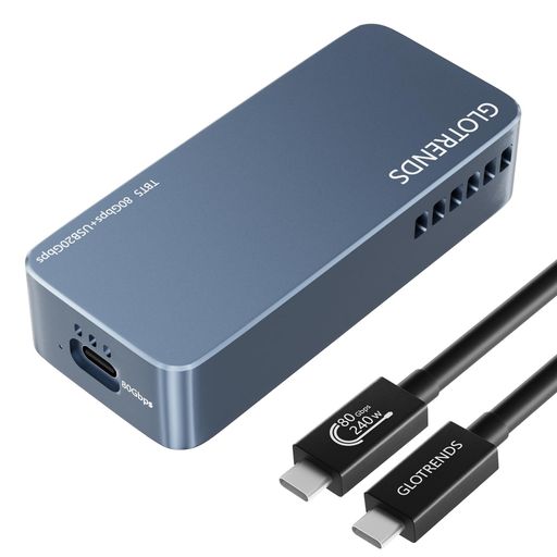 GLOTRENDS EM6003 80Gbps M.2 NVMe SSD エンクロージャー|Thunderbolt5/4/3/USB4\u0026USB3.2 (20Gbps)/3.1/3.0/2.0 相応う|PCIe4.0 x4 最大限度 7,000MB/s|8結核症