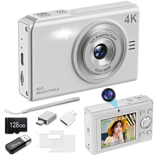 Moledro 4K デジタル写真器 ディジカメ 5000万絵素 懐中照明ランプ役立つこと デュアル写真器 128GBマイクロSD歌留多付き添い人 16倍デジタル望遠レンズ 手振れ手を加える 顔さぐり当てる webカメラ 自撮り助けになる 2.88in大画面 バ…