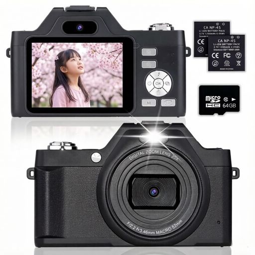4Kデジカメデジタルカメラオートフォーカス4K映像映画化5800万絵素16Xデジタルズームコンパクト2.8in大画面蓄電池2個軽さ行楽教え子未経験者Vlog写真器YouTube用webカメラ一時立ち止まる…