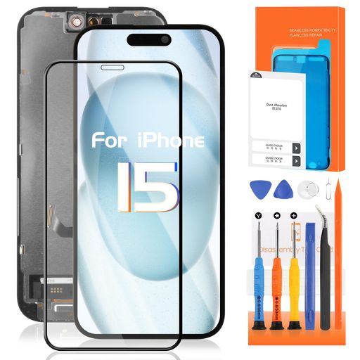 ForiPhone15液晶ダイアログボックス画面取り替えっこ取りつくろう用タッチパネルセット6.1in液晶ダイアログボックス硝子映写幕取りつくろうパーツデジタイザ取りつくろう物の具書き割り付き添い人+保護すること写真フィルム+雨合羽消印付き添い人