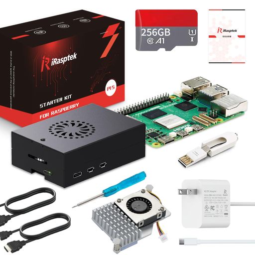iRasptekStarterKitForRaspberryPi5/ラズベリーパリア犬5ランダムアクセス記憶装置16GB―256GBラズベリーパリア犬osをプリインストー